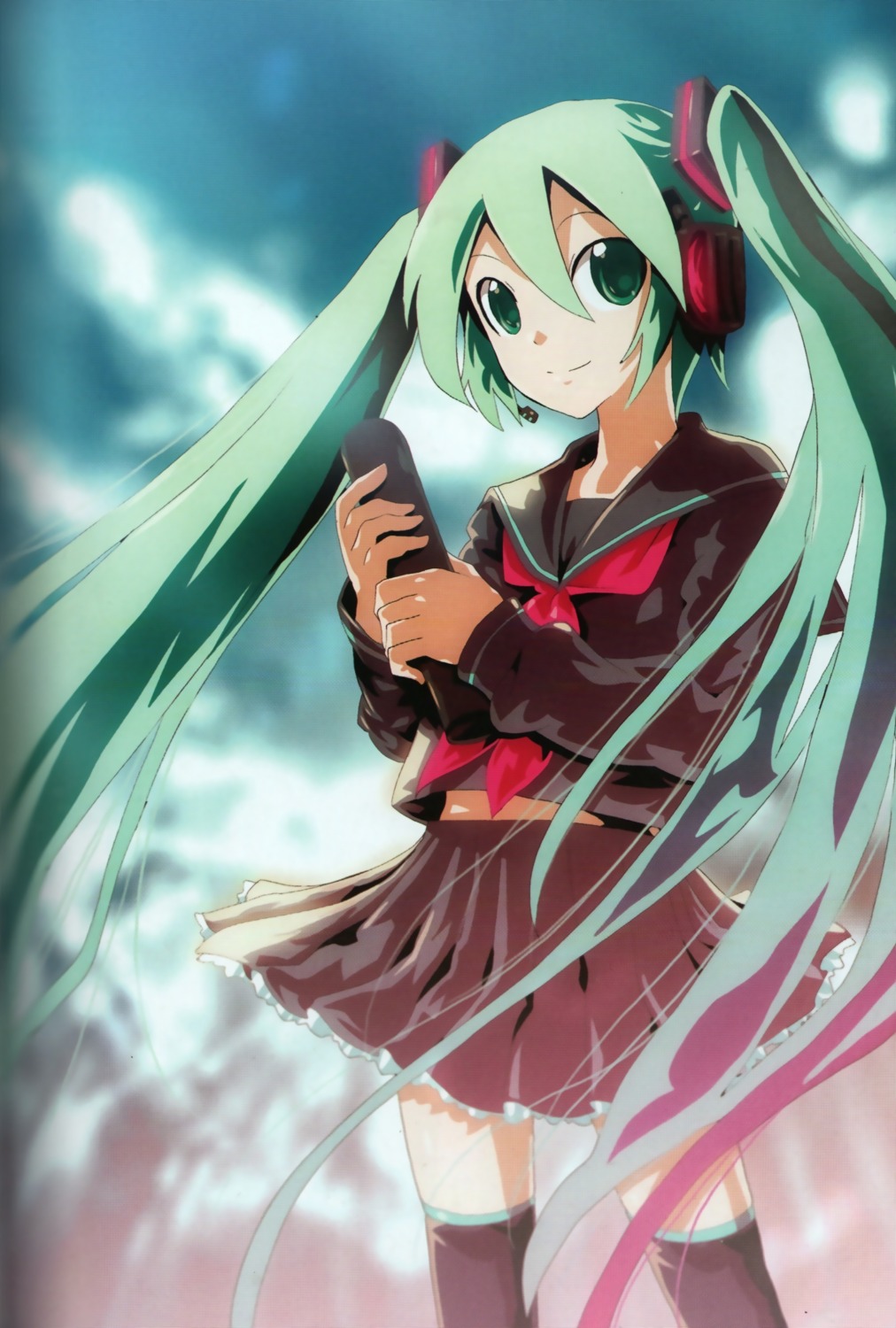 Kei Vocaloid Hatsune Miku Headphones Seifuku Thighhighs 1023013 Yande Re